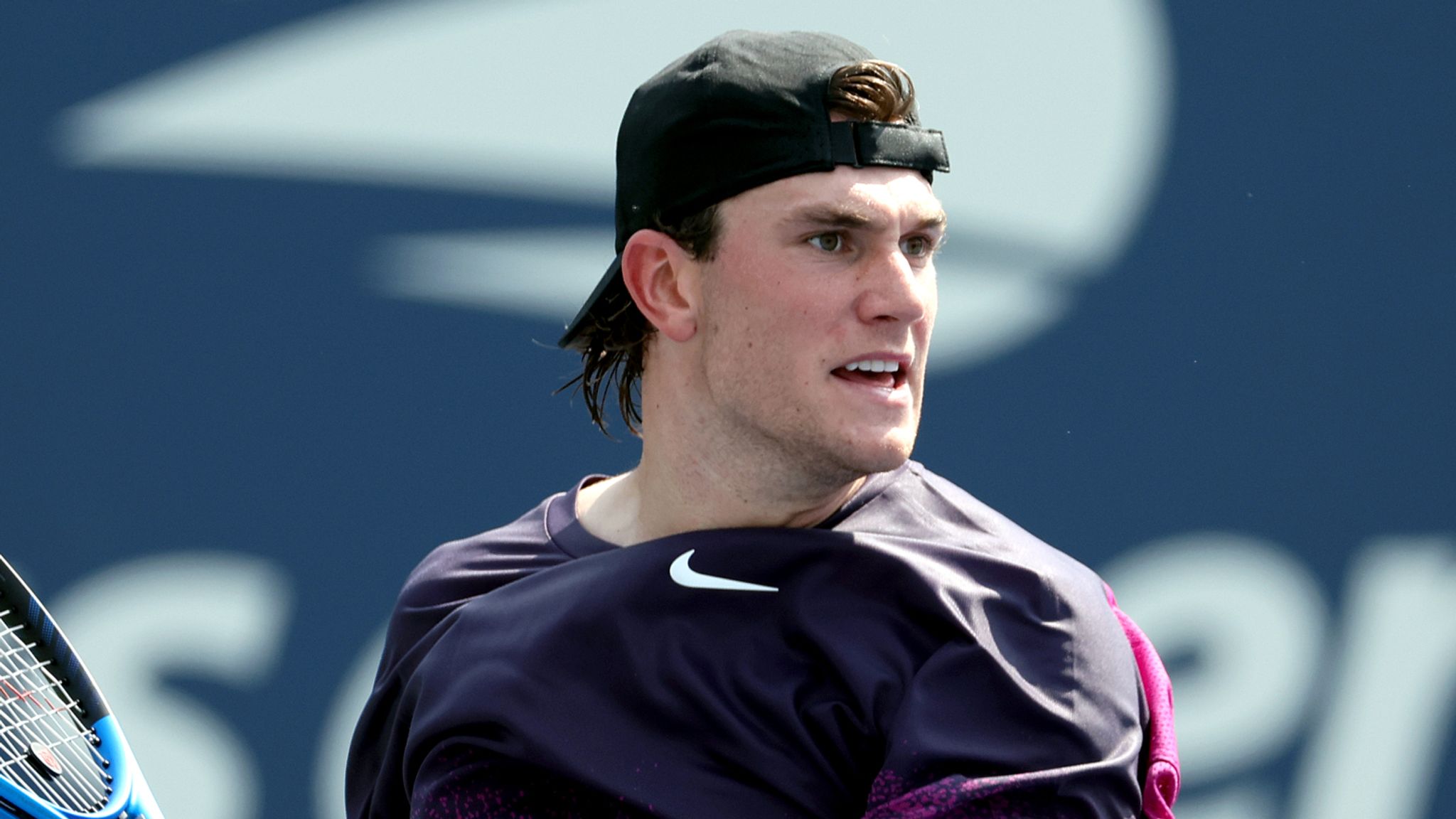 Jack Draper of Great Britain returns against Zhizhen Zhang of China during their Men's Singles First Round match on Day Two of the 2024 US Open at the USTA Billie Jean King National Tennis Center on August 27, 2024 in the Flushing neighborhood of the Queens borough of New York City. (Photo by Matthew Stockman/Getty Images)