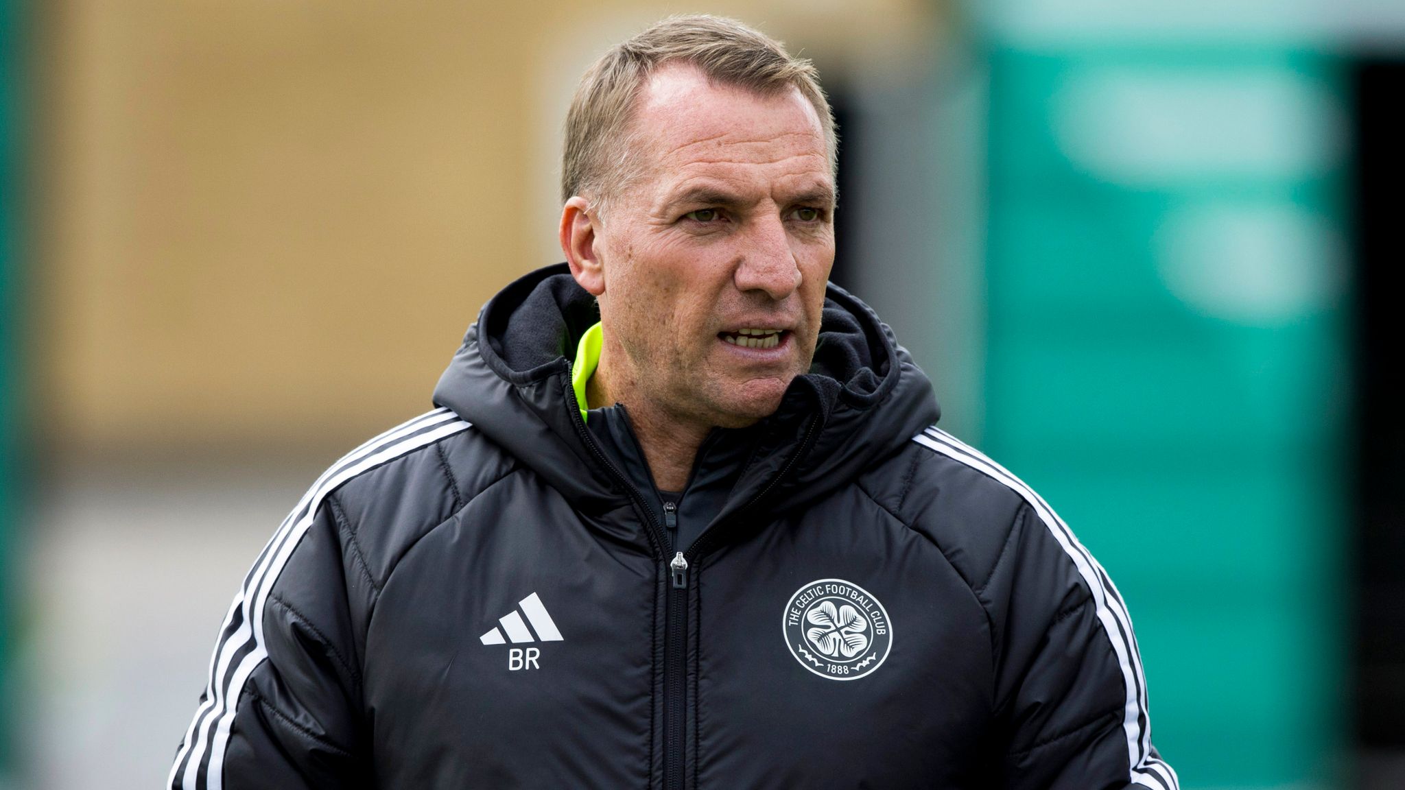 GLASGOW, SCOTLAND - AUGUST 16: Brendan Rodgers during a Celtic training session at the Lennoxtown Training Centre, on August 16, 2024, in Glasgow, Scotland. (Photo by Craig Williamson / SNS Group)