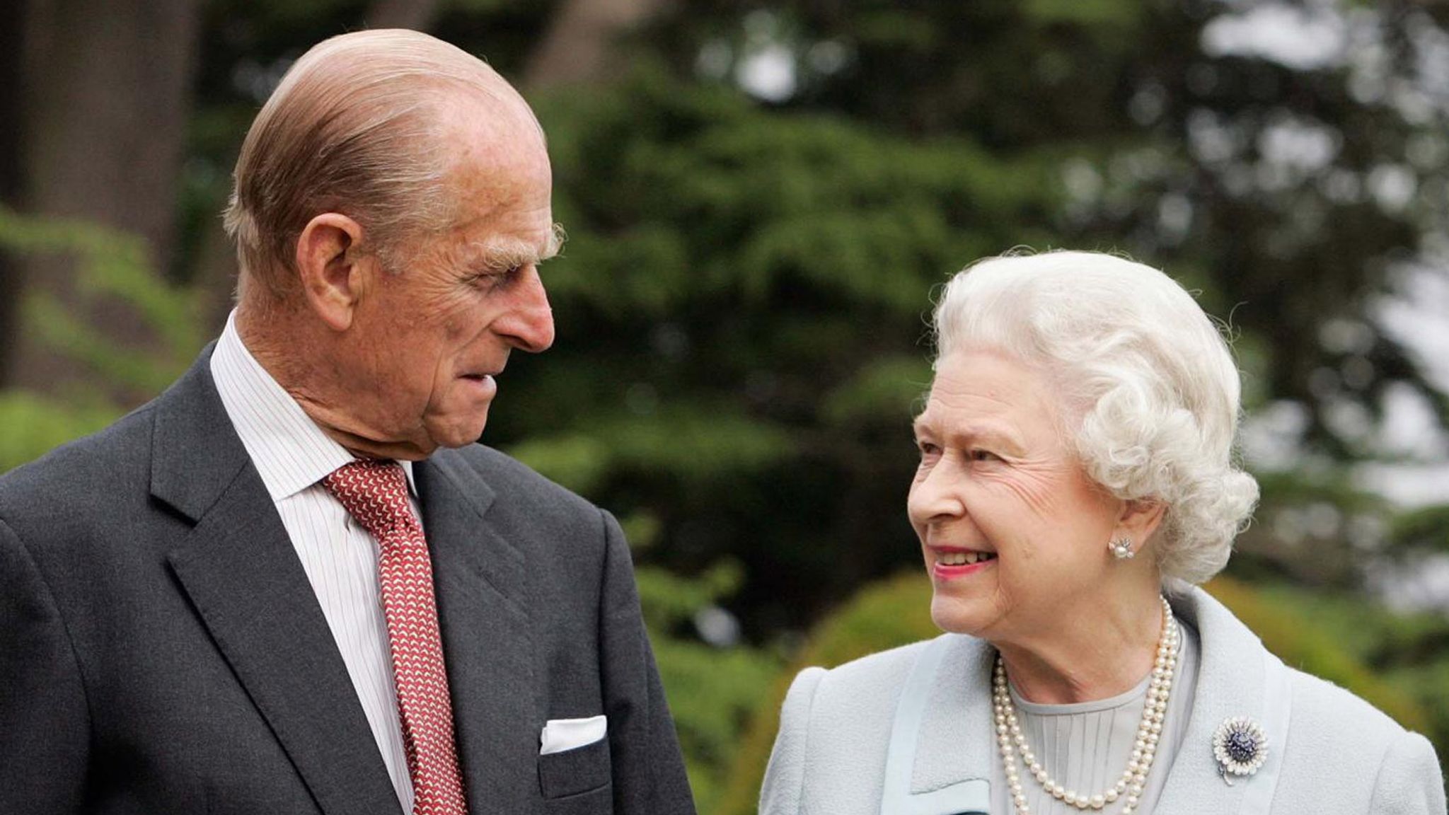 The Queen and Prince Philip pose at Broadlands in Hampshire for their diamond wedding anniversary in 2007