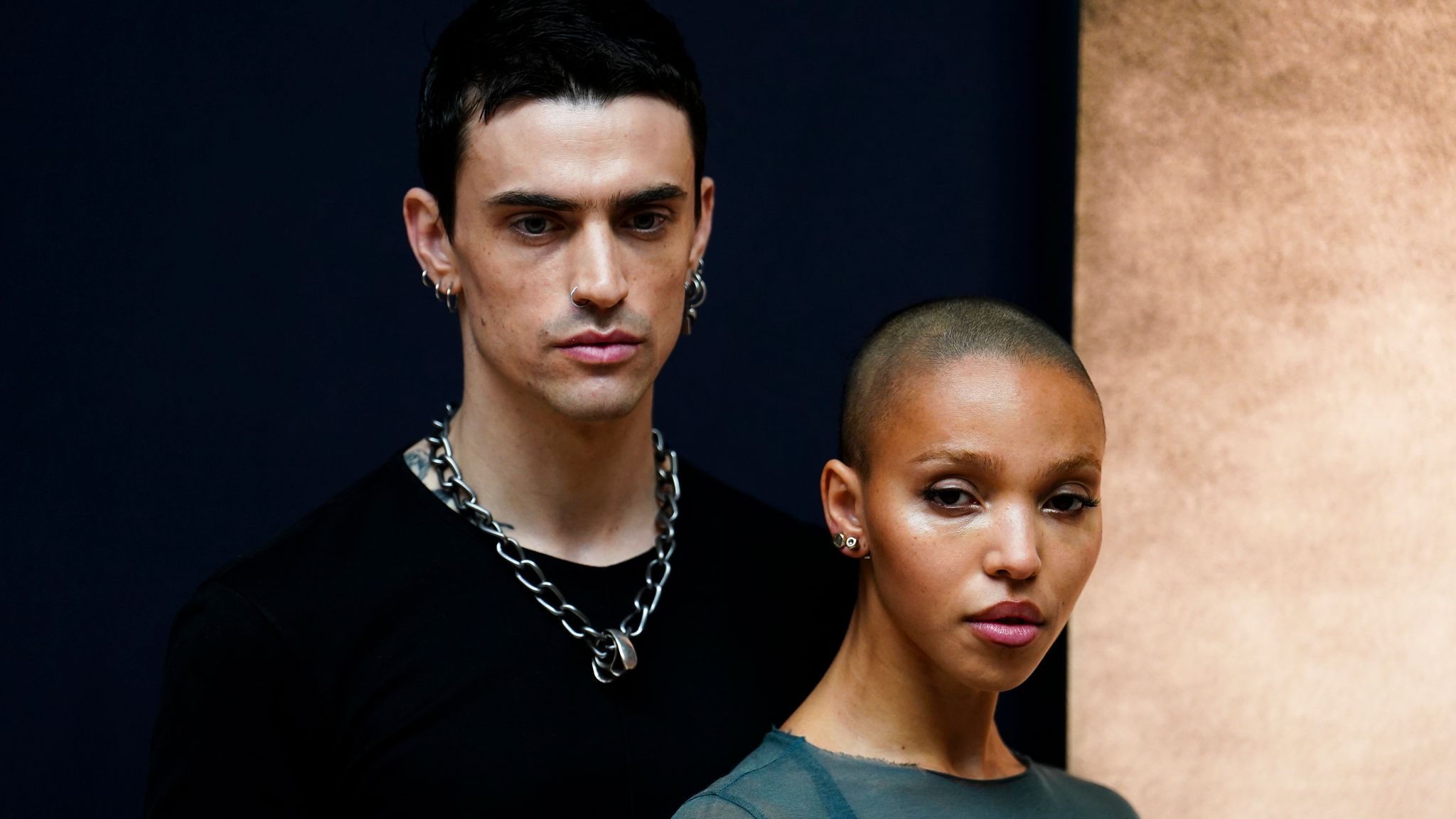 Twigs with her partner, photographer Jordan Hemminway. Pic: PA