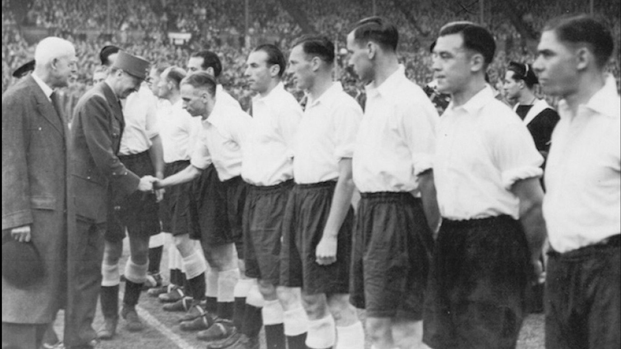 Frank Soo with General Koenig at Wembley on 26th May 1945 [MUST CREDIT THE SOO FAMILY]