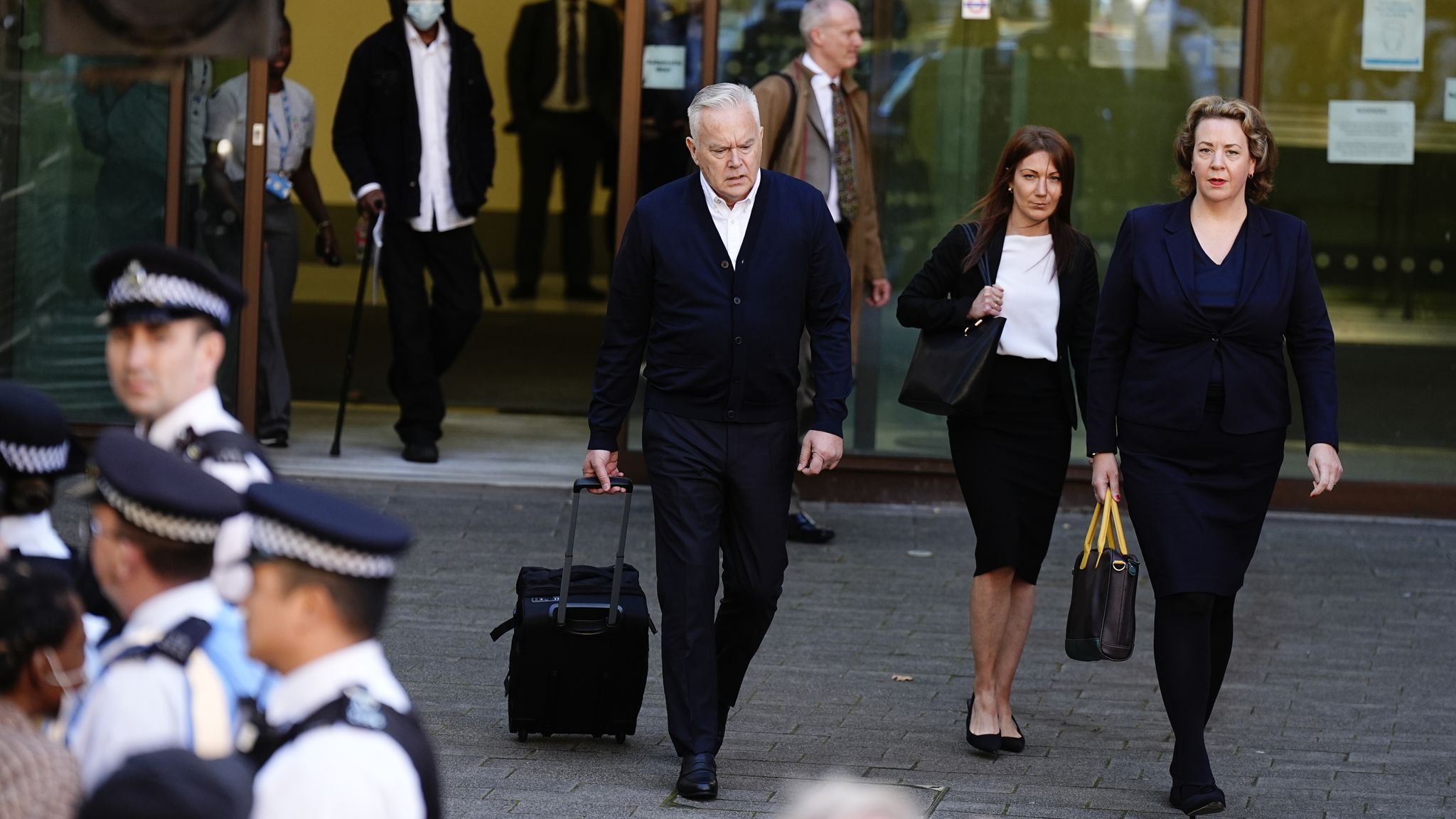 Huw Edwards leaves Westminster Magistrates' Court. Pic: PA