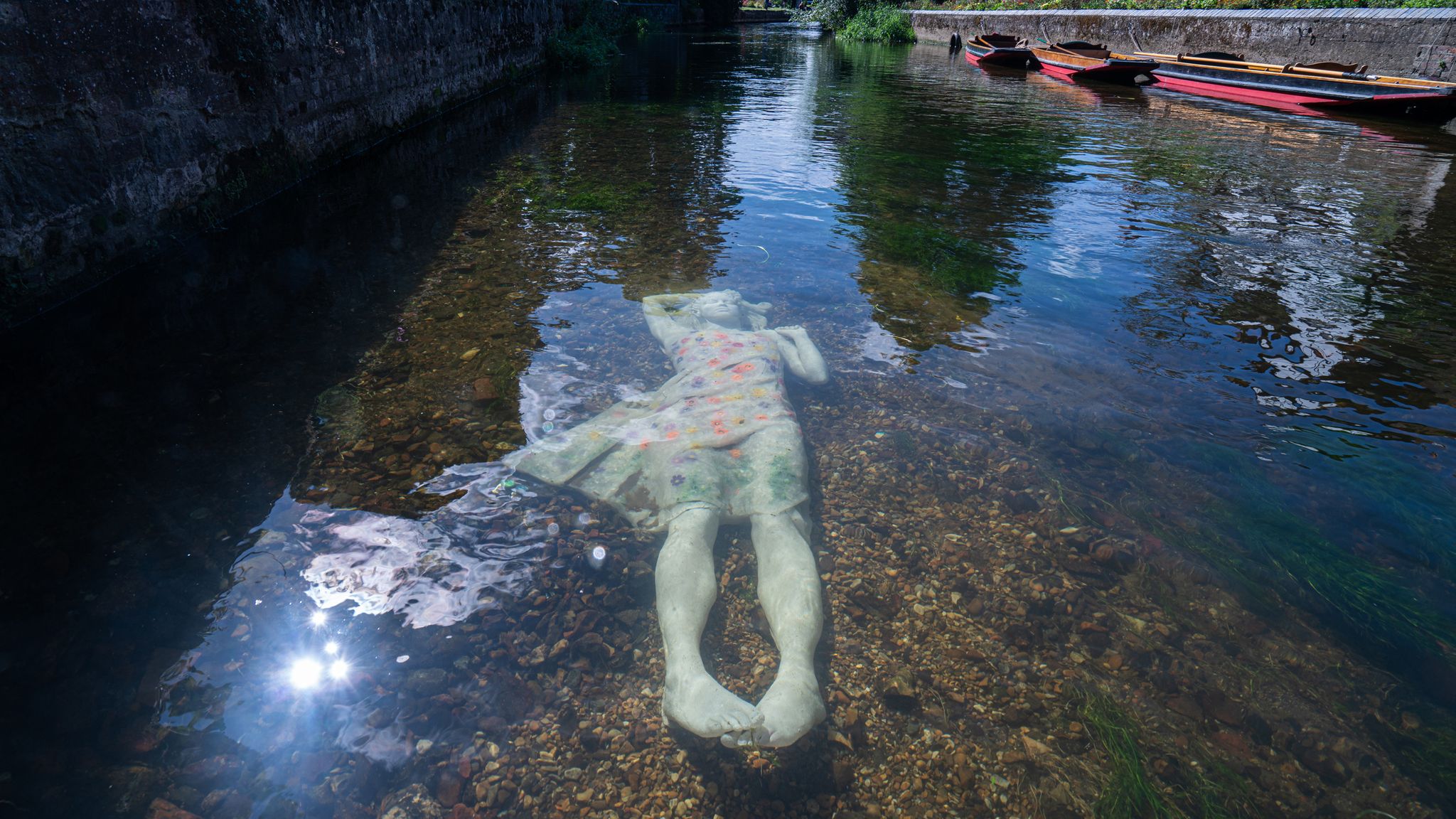 The Alluvia on the bed of the river Stour near the Westgate bridge in Canterbury, Kent. Pic: Jason deCaires Taylor