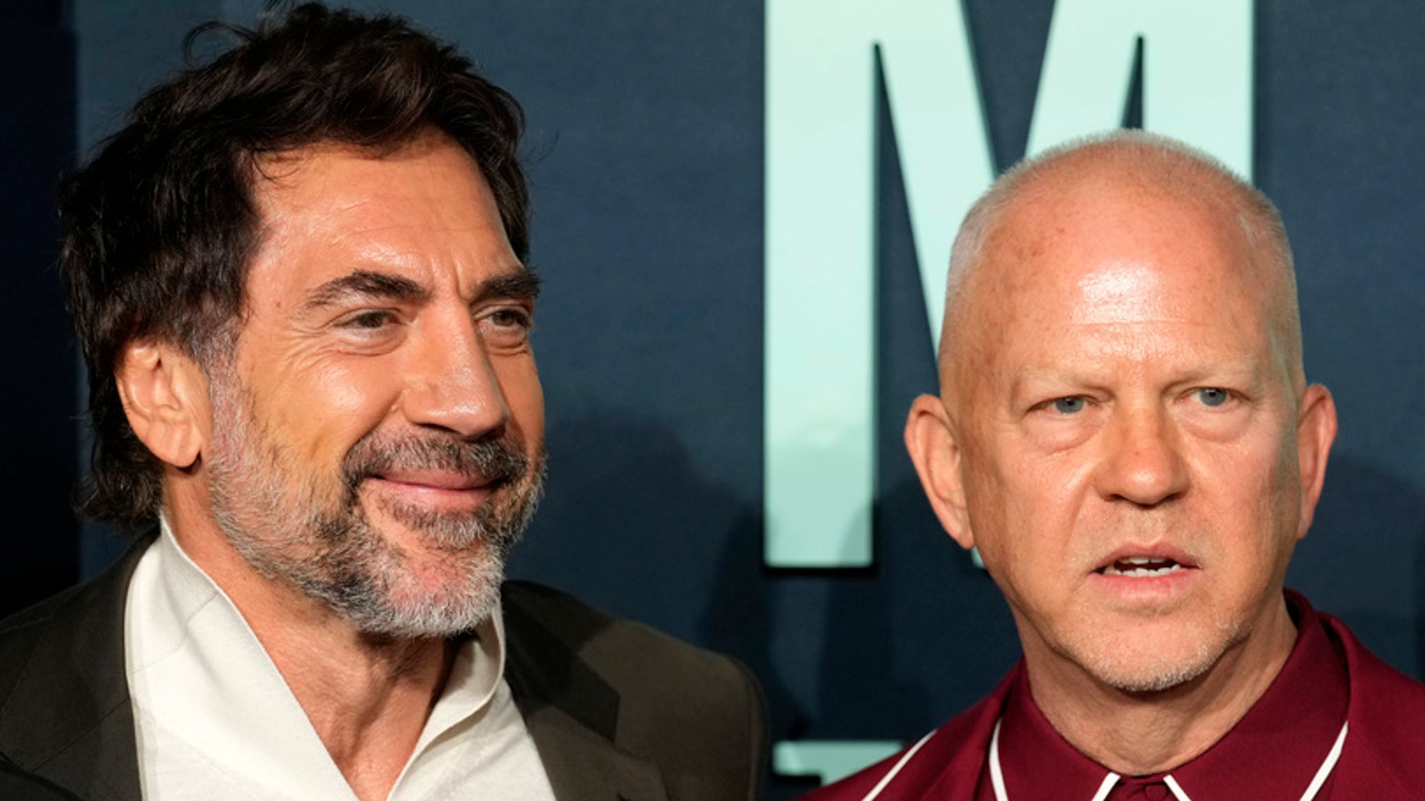 (L-R) Javier Bardem with Ryan Murphy at the Monsters premiere in LA. Pic: AP