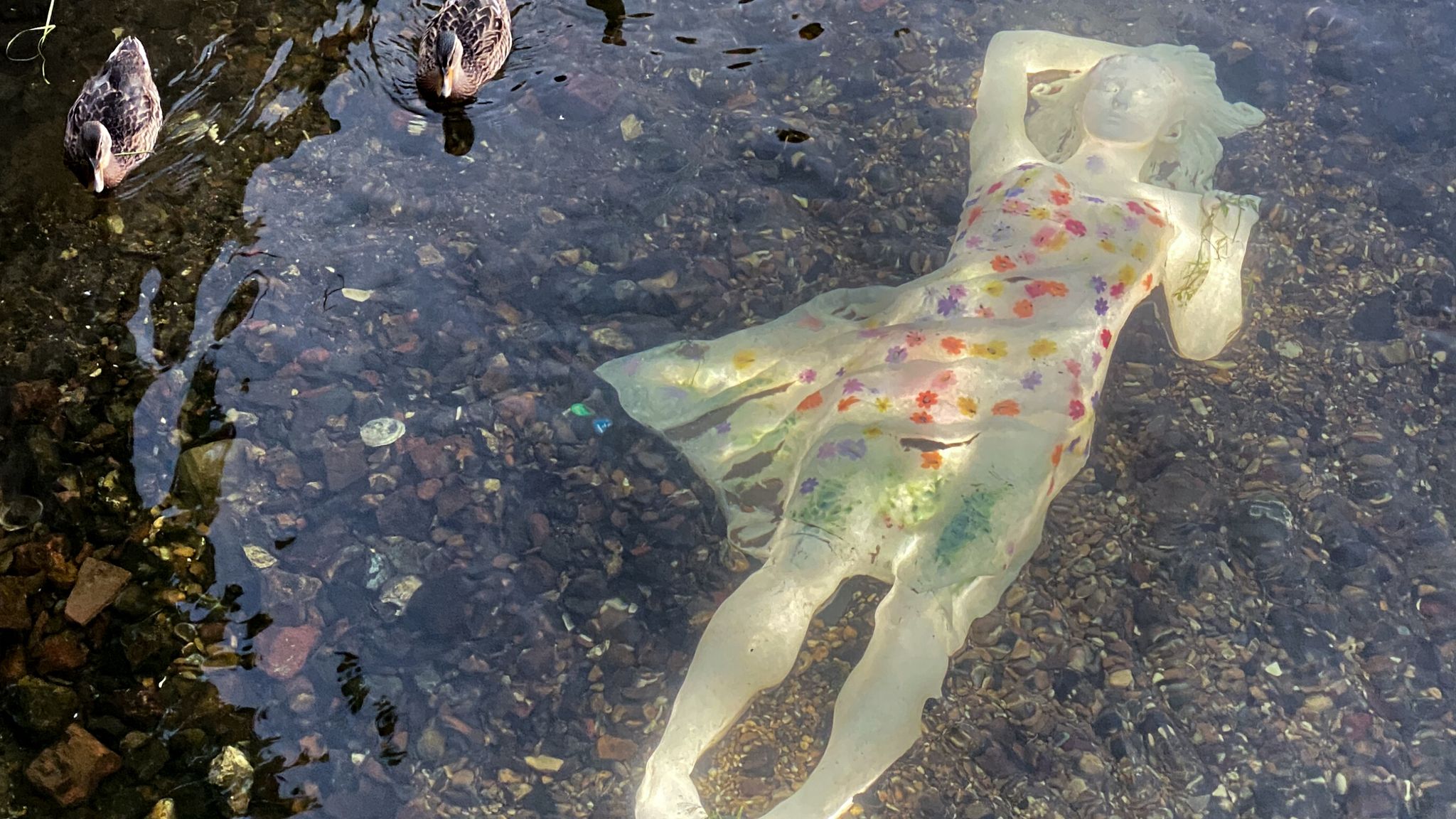 The Alluvia on the bed of the river Stour near the Westgate bridge in Canterbury, Kent. Pic: Jason deCaires Taylor