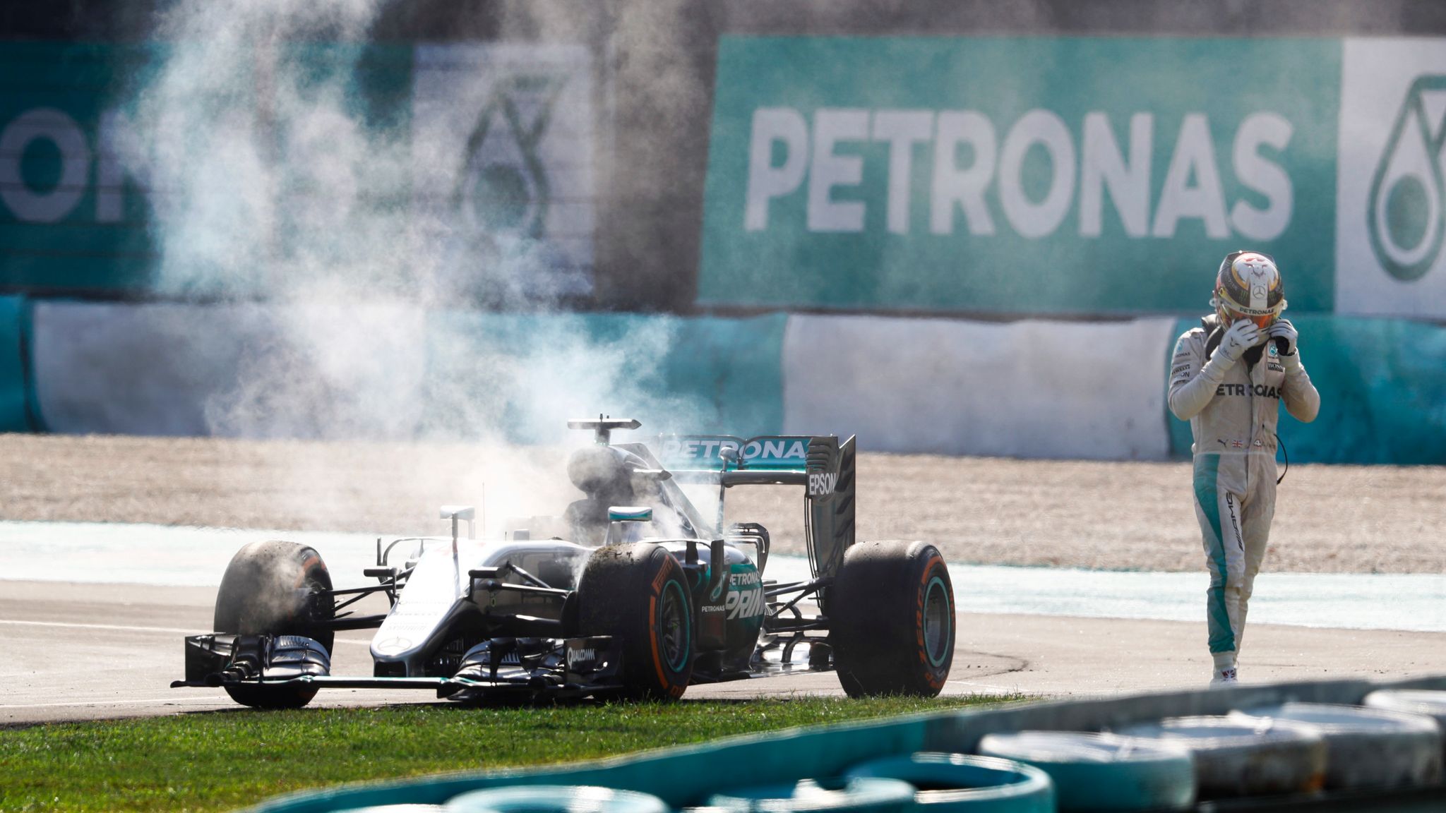 Lewis Hamilton suffered a shock engine failure at the 2016 Malaysian Grand Prix, which hurt his title hopes as he eventually lost out to Nico Rosberg that year