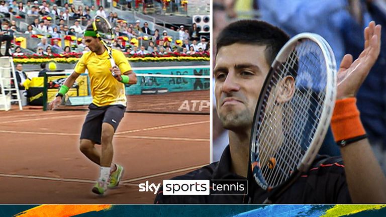 Rafael Nadal hit this incredible tweener-lob against Novak Djokovic in the final of the Madrid Open in 2011