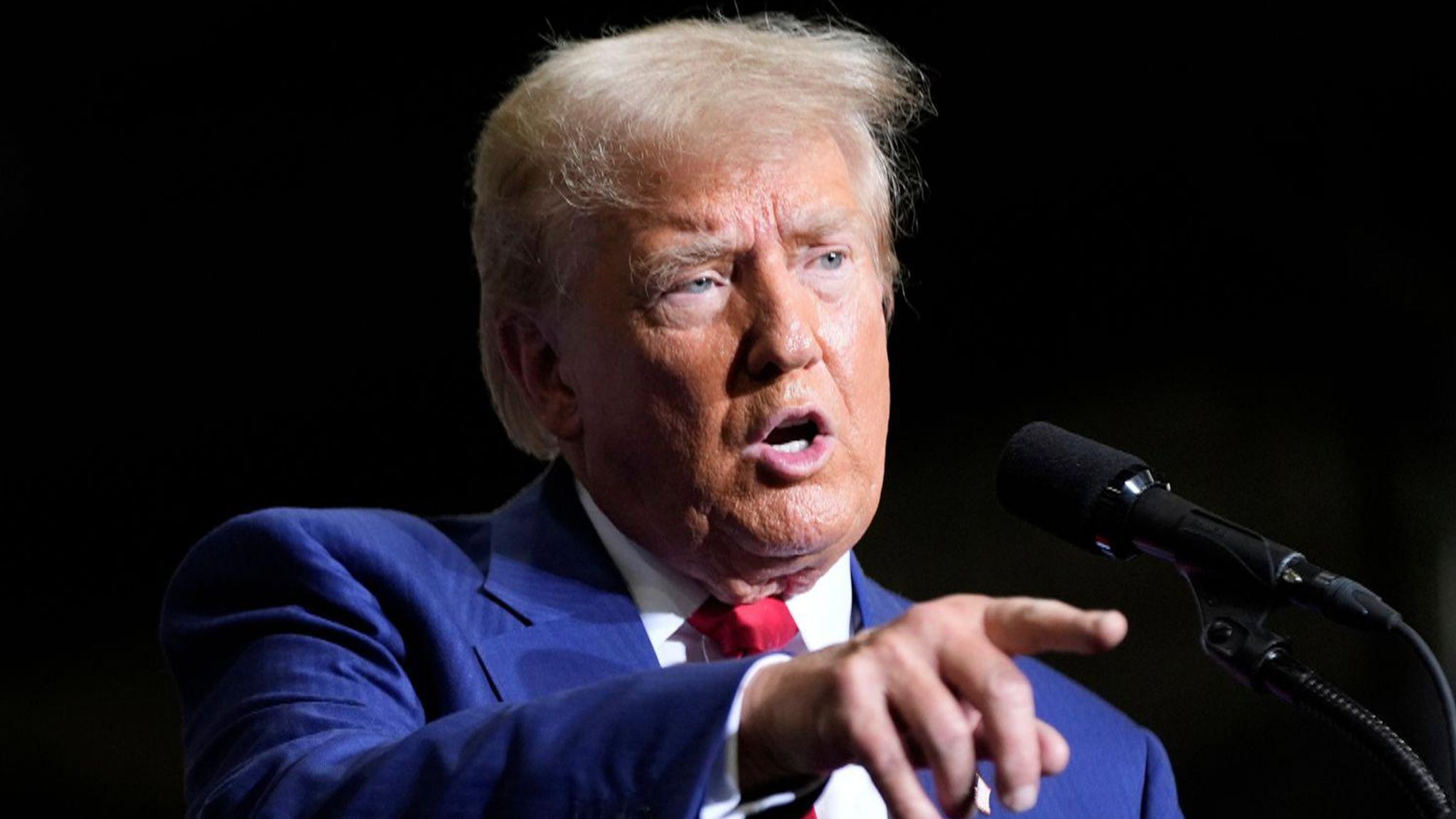 Donald Trump makes his point. Pic: AP/Alex Brandon