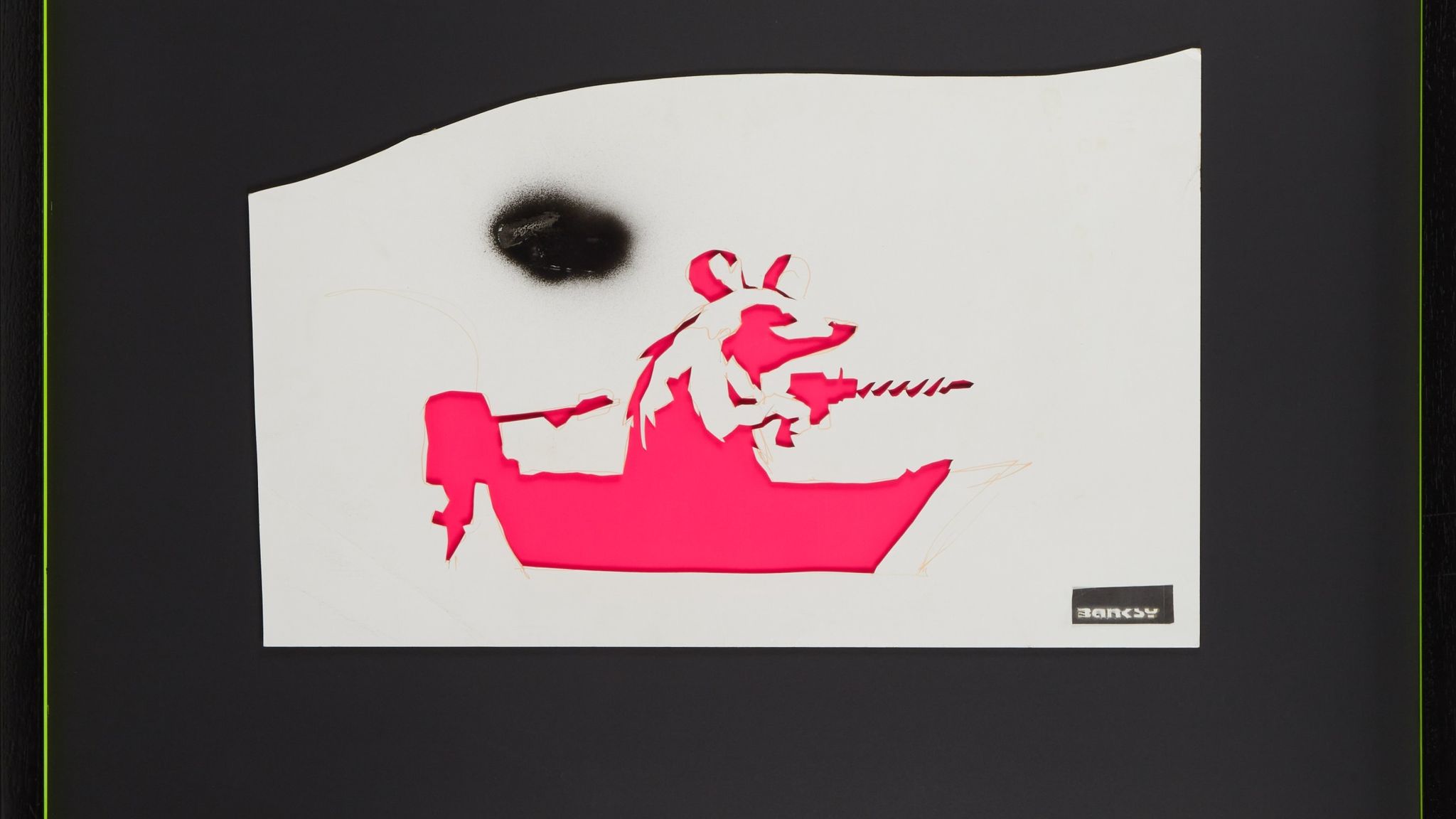 A stencil of Banksy's Drill Rat is among the items on sale in the Under Duress auction. Pic: Julien's/Steve Lazarides