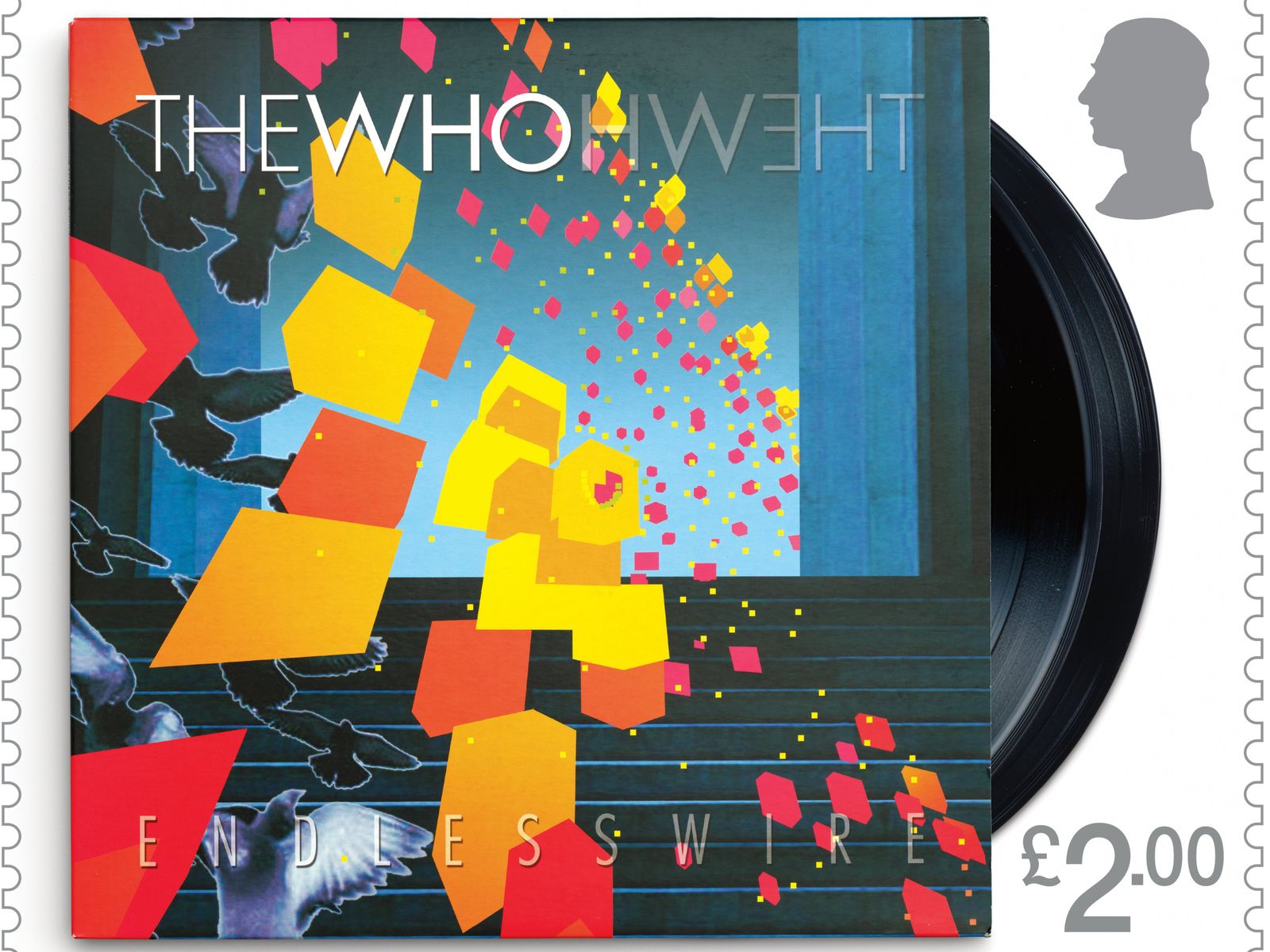 Stamp featuring the cover of The Who's album Endless Wire. Pic: PA