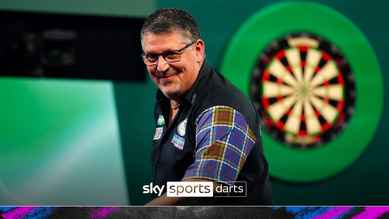 Gary Anderson in action against Brendan Dolan (not pictured) on day thirteen of the Paddy Power World Darts Championship at Alexandra Palace, London. Picture date: Saturday December 30, 2023. 