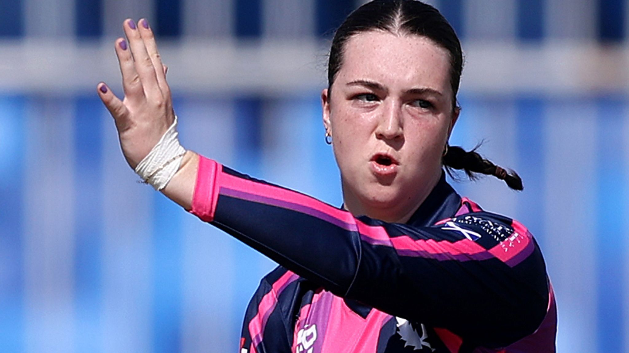 Scotland's Olivia Bell in action in their opening Women's T20 World Cup match with Bangladesh