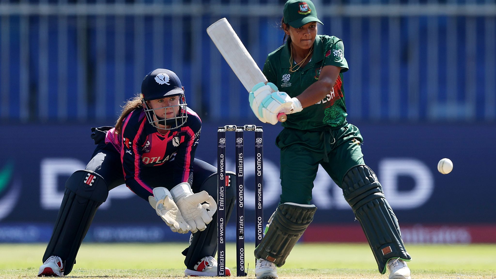 Bangladesh batter Sobhana Mostary in action against Scotland at the Women's T20 World Cup