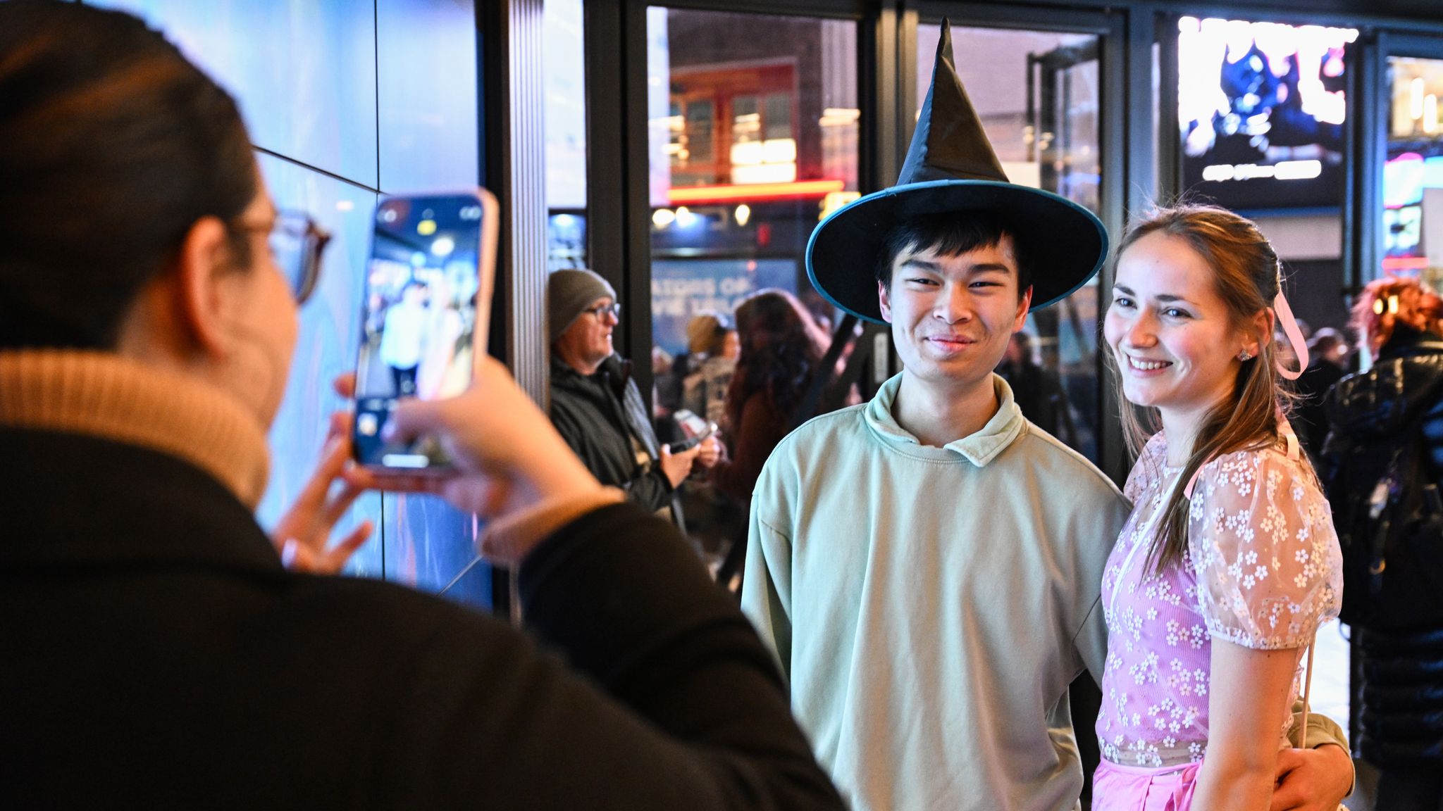 Cinemagoers in London's Leicester Square Vue on the opening night of Wicked. Pic: PA