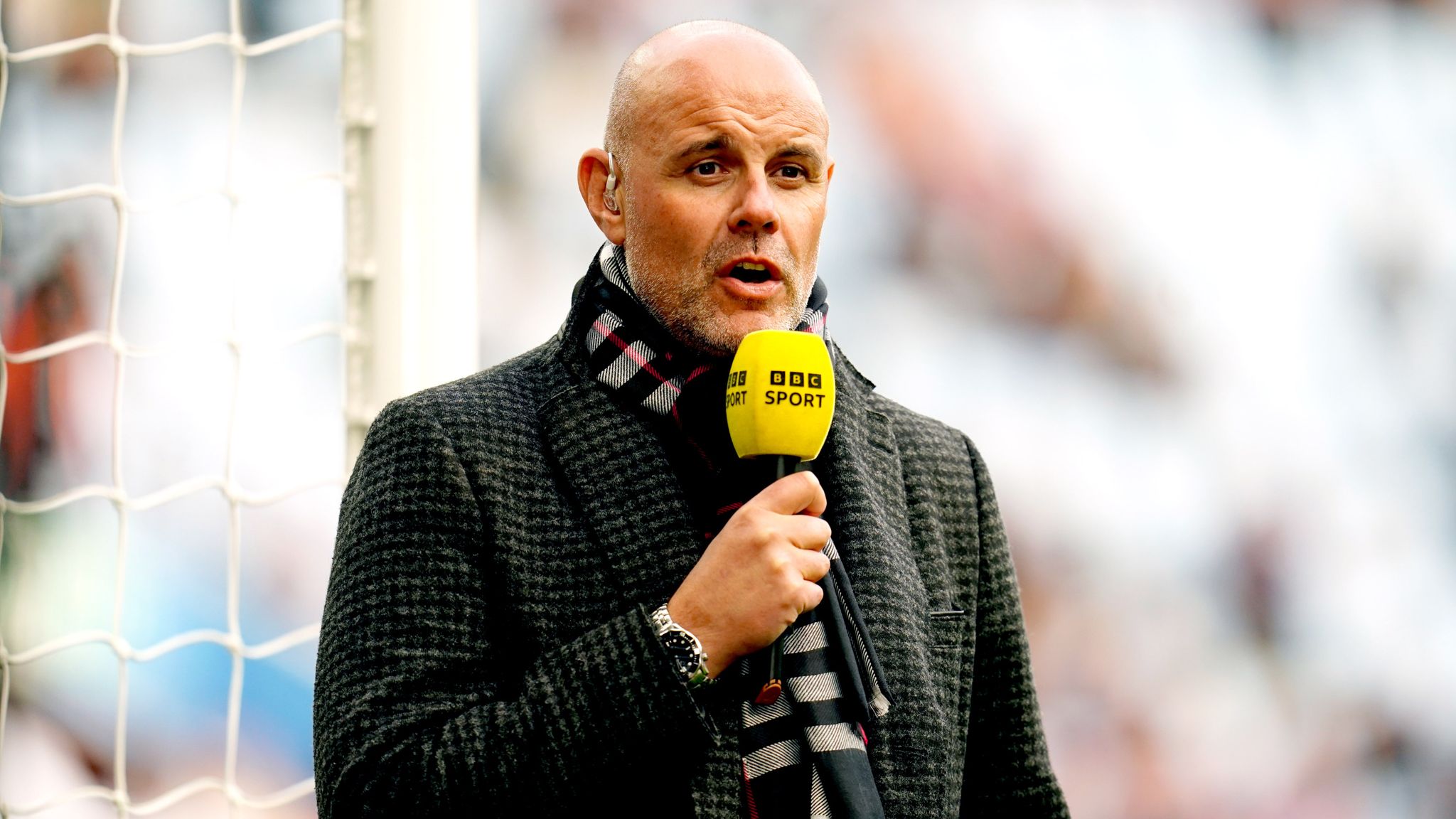 BBC Sport presenter Jason Mohammad during the Premier League match at Villa Park in 2023. Pic: PA