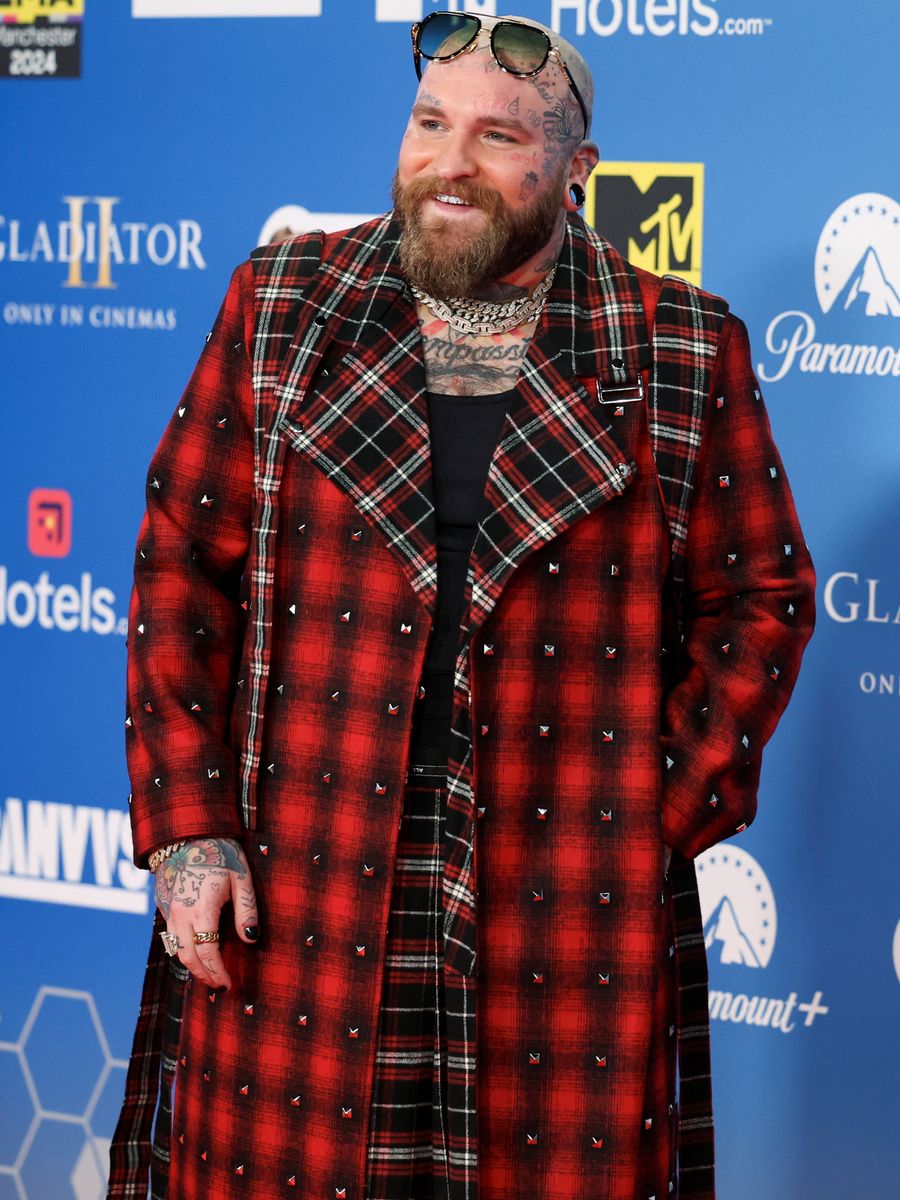 poses on the red carpet for the 2024 MTV Europe Music Awards at Manchester Co-op Live in Manchester, Britain, November 10, 2024. REUTERS/Phil Noble