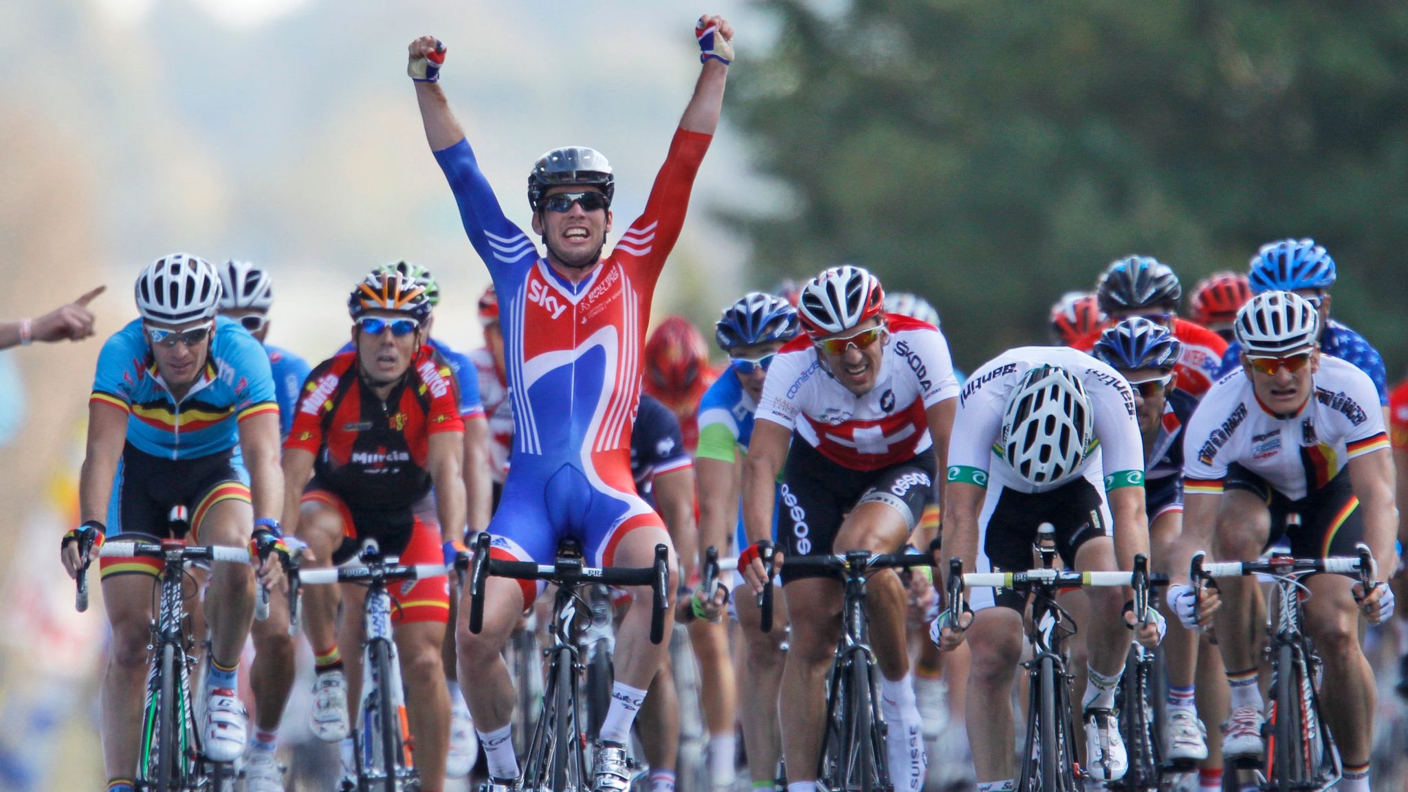 Mark Cavendish won the Rainbow Jersey at the 2011 World Championships in Copenhagen 