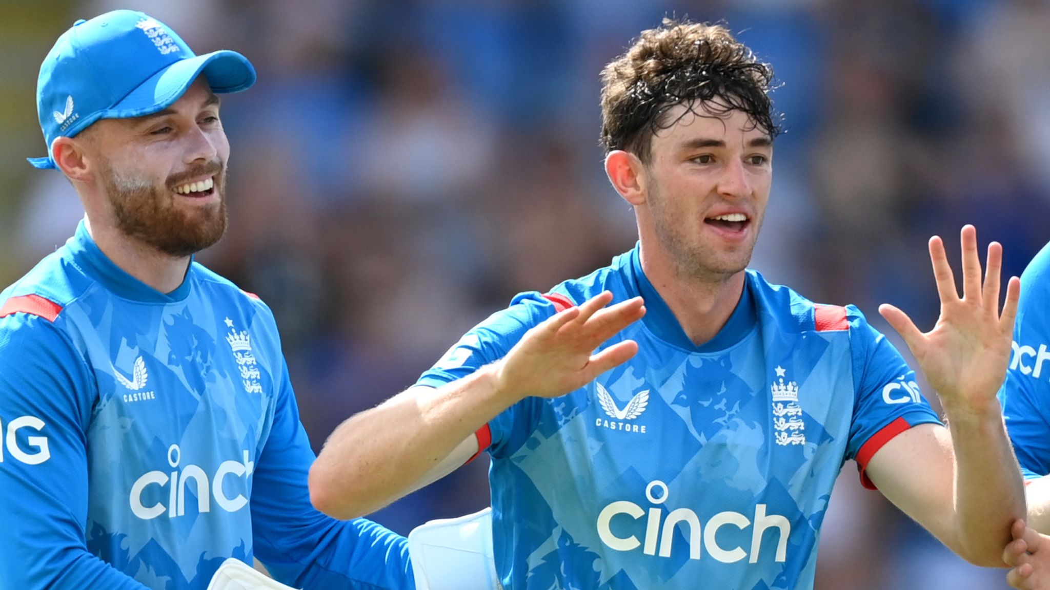 John Turner celebrates his first England wicket, in second ODI against West Indies (Getty Images)