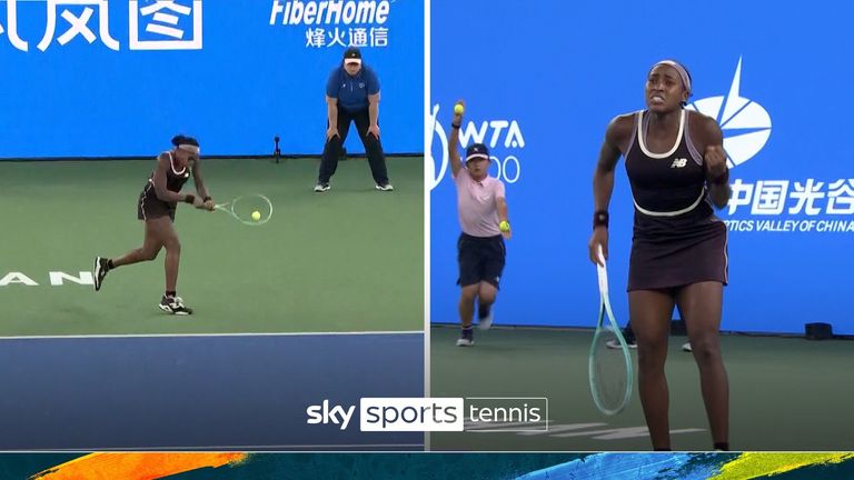 Coco Gauff hit a stunning backhand winner in her epic semi-final encounter with Aryna Sabalenka at the Wuhan Open.