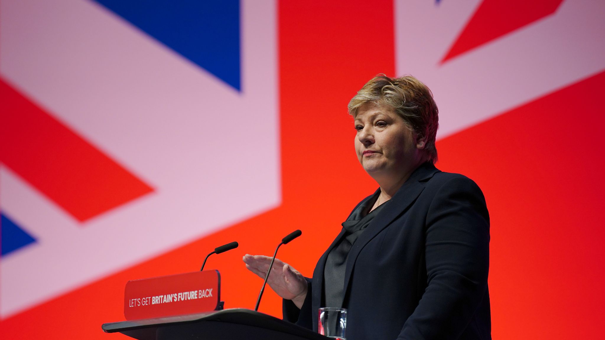 Shadow Attorney General Emily Thornberry speaking during the Labour Party Conference in Liverpool. Picture date: Tuesday October 10, 2023.