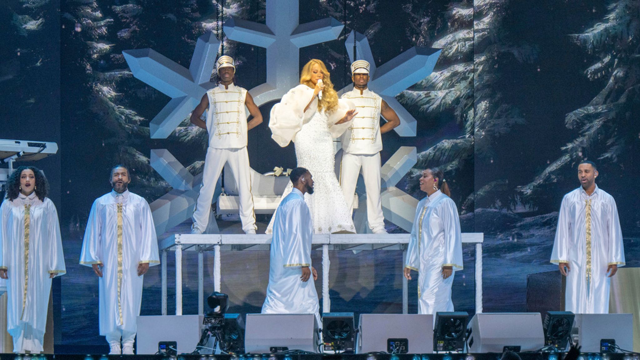 Mariah Carey performs during the Mariah Carey's Christmas Time tour on Saturday, Nov. 23, 2024, at State Farm Arena in Atlanta. (Photo by Paul R. Giunta/Invision/AP)