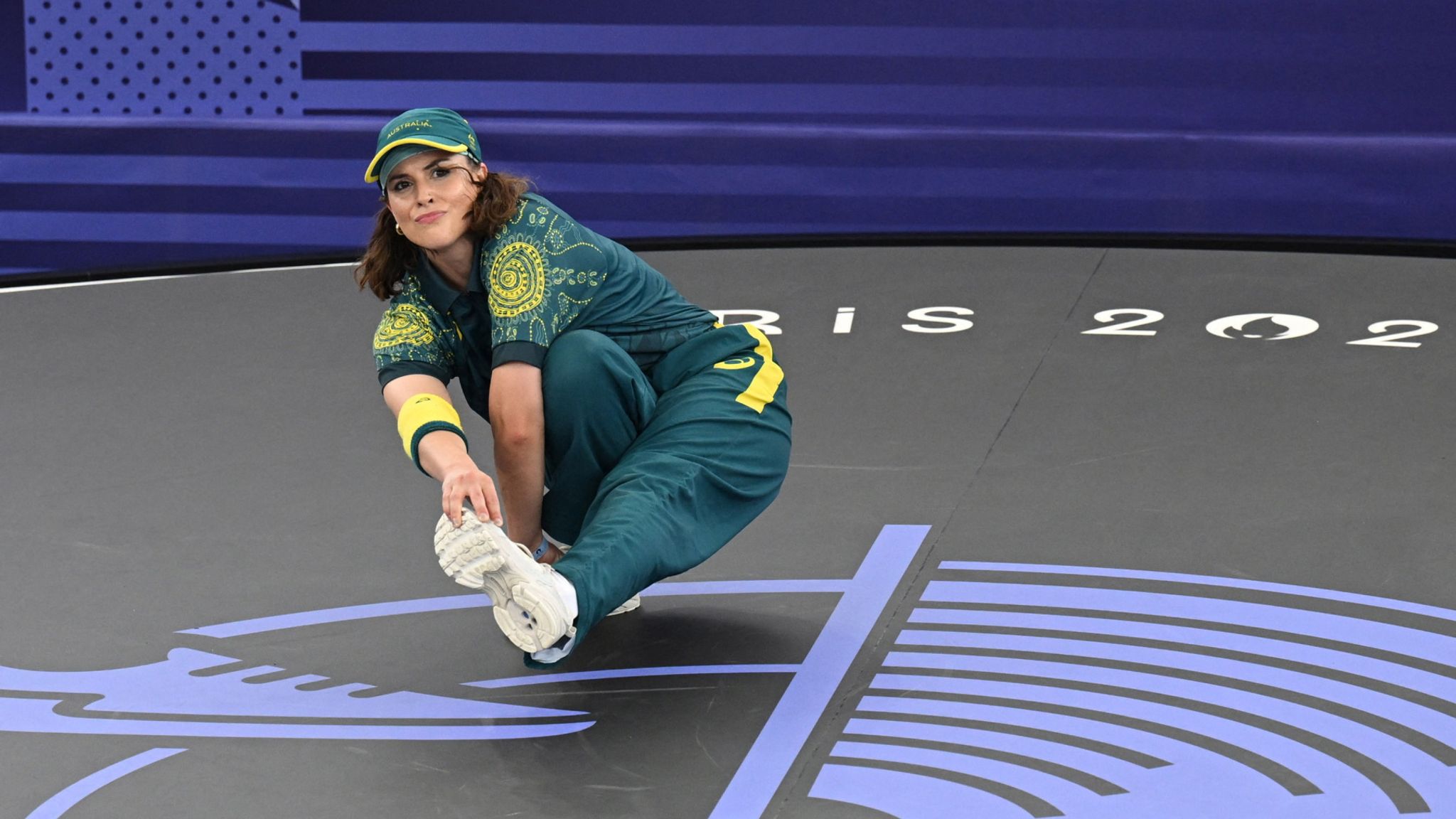 Rachael Gunn. Paris 2024 Olympics - Breaking - B-Girls Pre-Qualifier Battle - La Concorde 1, Paris, France - August 09, 2024. Raygun of Australia in action. REUTERS/Angelika Warmuth