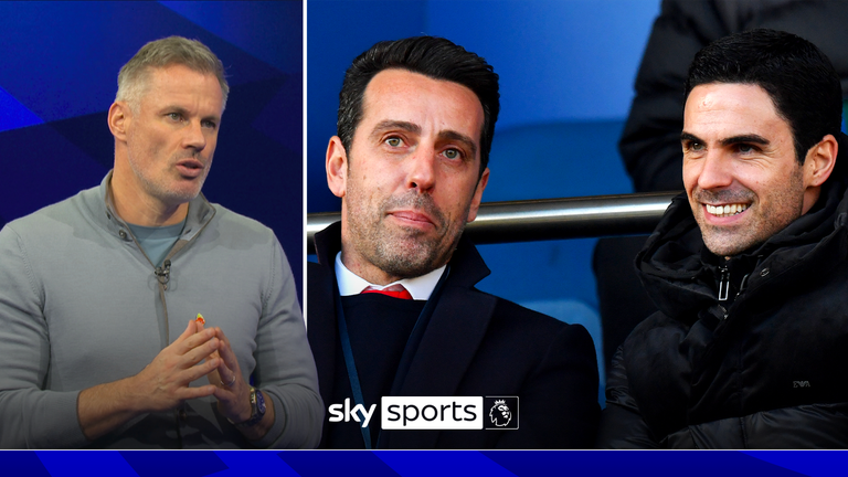 Arsenal manager Mikel Arteta (right) and technical director Edu in the stands during the Premier League match at Goodison Park, Liverpool.