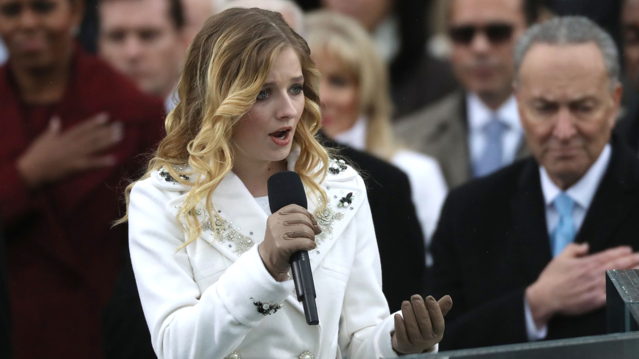 Jackie Evancho singing at Mr Trump's first inauguration in 2017