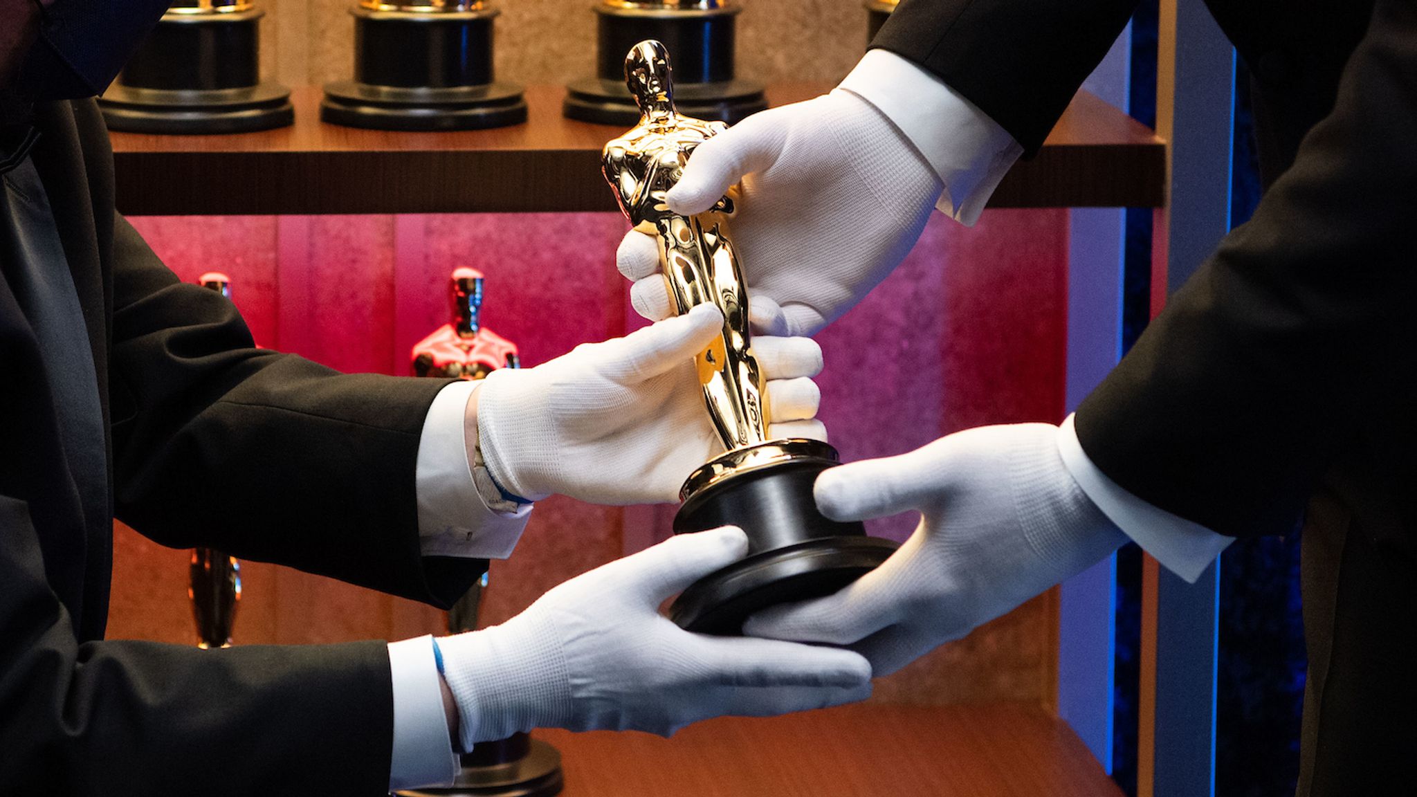 A view of the Oscar statuettes backstage before the live ABC Telecast of The 93rd Oscars.. at Union Station in Los Angeles, CA on Sunday, April 25, 2021. Pic: AMPAS