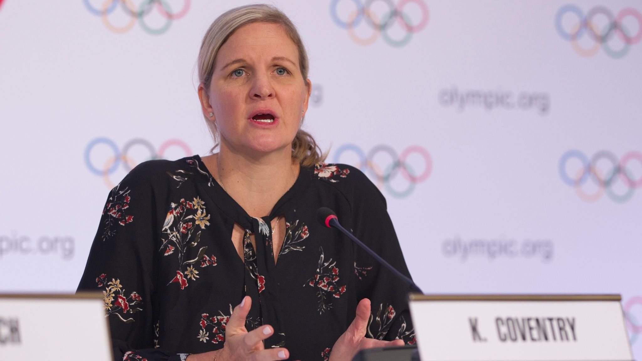 Lausanne, Switzerland - January 09, 2020: The International Olympic Committee, IOC, Executive Board meeting with Kirsty Leigh Coventry at the Lausanne Headquarters. Press Conference, Sport, | usage worldwide Photo by: Mandoga Media/picture-alliance/dpa/AP Images